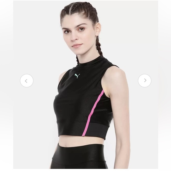 Puma‎ Black Chase Crop Top Size M Athletic Streetwear - Picture 1 of 7